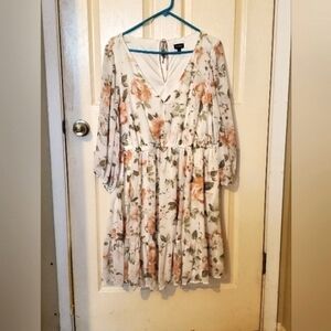 Torrid Floral Mini Dress - Cream and Pink